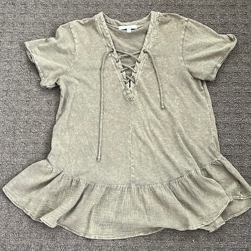 Green tie up blouse!